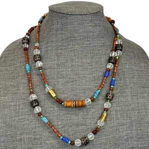 Nordstrom Sequin Long Beaded Multicolor Necklace